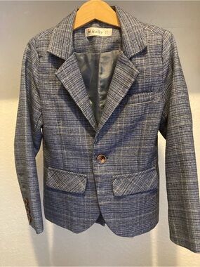 Boys Blue-Gray Plaid Blazer